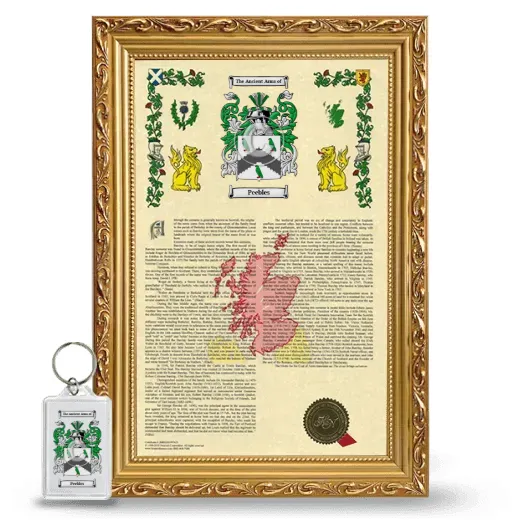 Peebles Framed Armorial History and Keychain - Gold