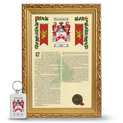 Peke Framed Armorial History and Keychain - Gold