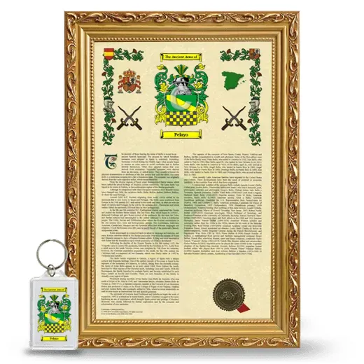 Pelayo Framed Armorial History and Keychain - Gold