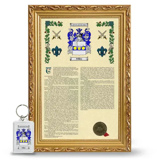 Pelkey Framed Armorial History and Keychain - Gold