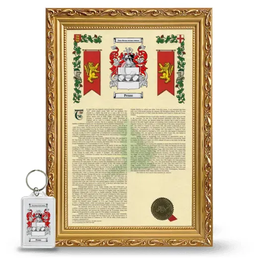 Penns Framed Armorial History and Keychain - Gold
