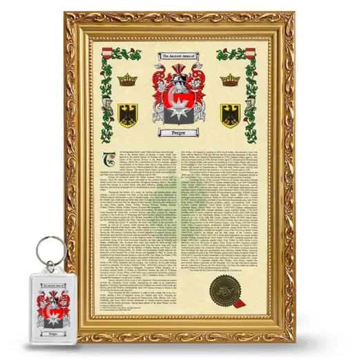 Perger Framed Armorial History and Keychain - Gold