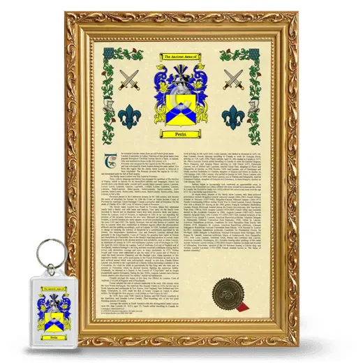 Perin Framed Armorial History and Keychain - Gold