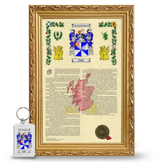 Pickar Framed Armorial History and Keychain - Gold