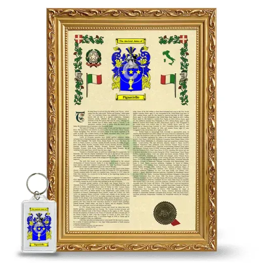 Pignatiello Framed Armorial History and Keychain - Gold