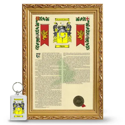 Pilgrim Framed Armorial History and Keychain - Gold