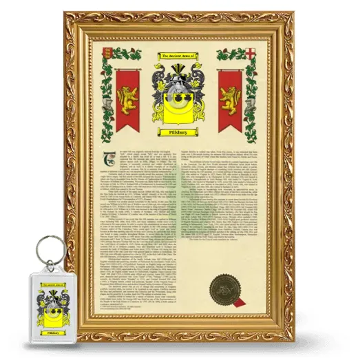 Pillsbury Framed Armorial History and Keychain - Gold