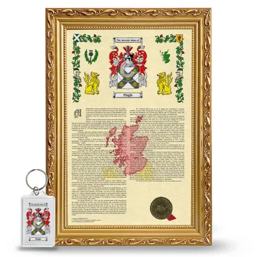 Pingle Framed Armorial History and Keychain - Gold