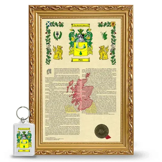 Pirie Framed Armorial History and Keychain - Gold