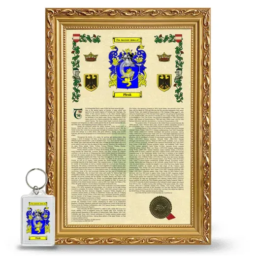 Plenk Framed Armorial History and Keychain - Gold