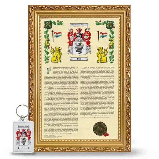 Pole Framed Armorial History and Keychain - Gold