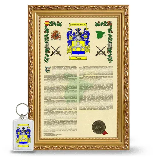 Ponts Framed Armorial History and Keychain - Gold