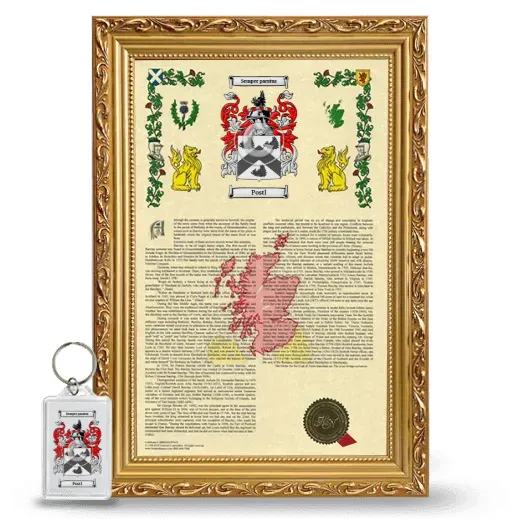 Postl Framed Armorial History and Keychain - Gold