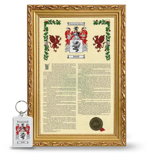 Pretell Framed Armorial History and Keychain - Gold