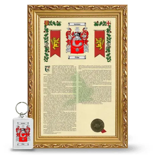 Prior Framed Armorial History and Keychain - Gold