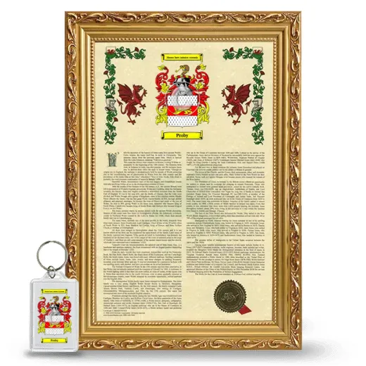 Proby Framed Armorial History and Keychain - Gold