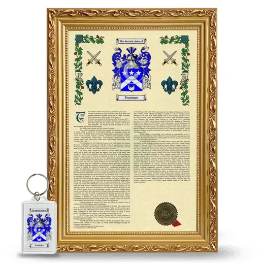 Provence Framed Armorial History and Keychain - Gold