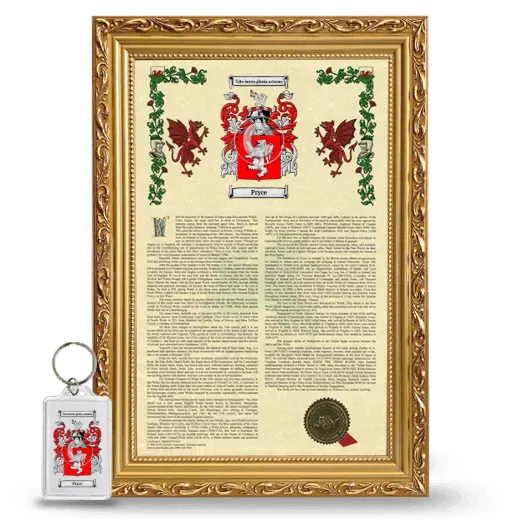 Pryce Framed Armorial History and Keychain - Gold