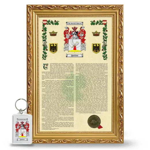 Questen Framed Armorial History and Keychain - Gold