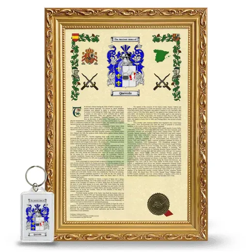 Quevedo Framed Armorial History and Keychain - Gold