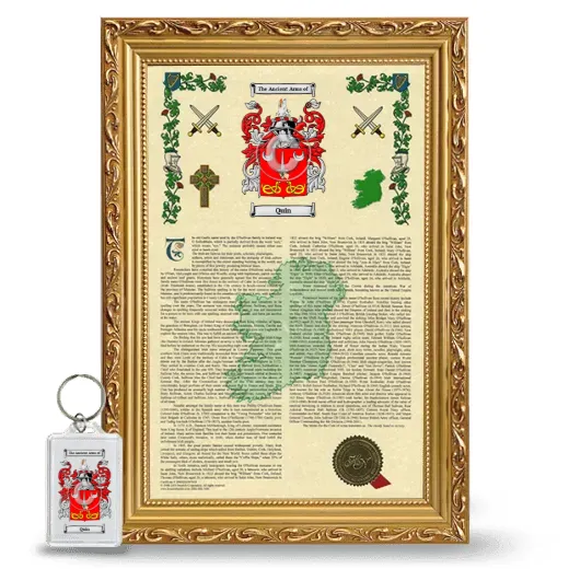 Quin Framed Armorial History and Keychain - Gold