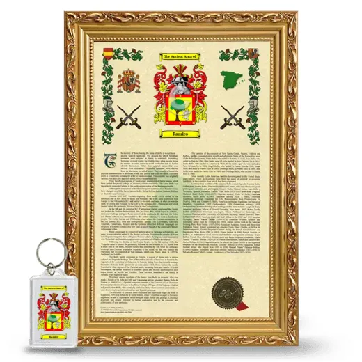 Ramiro Framed Armorial History and Keychain - Gold