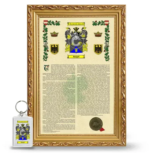 Rangel Framed Armorial History and Keychain - Gold