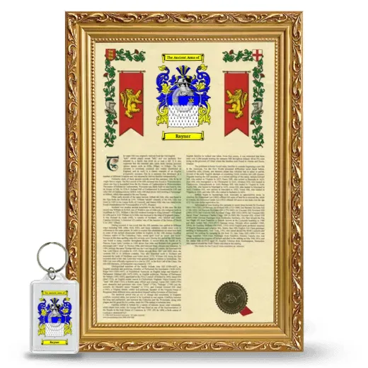 Raynar Framed Armorial History and Keychain - Gold