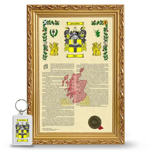 Reat Framed Armorial History and Keychain - Gold