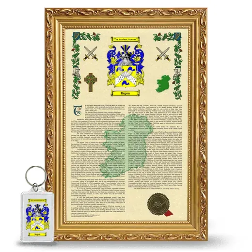 Regon Framed Armorial History and Keychain - Gold