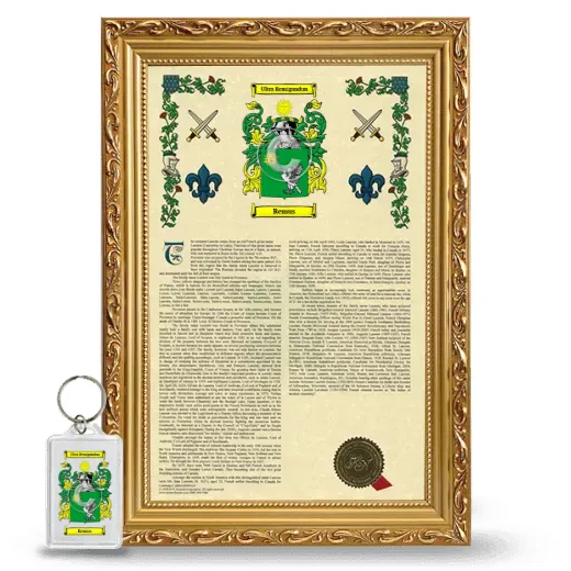 Remus Framed Armorial History and Keychain - Gold