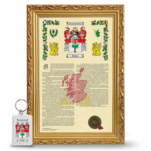 Renney Framed Armorial History and Keychain - Gold