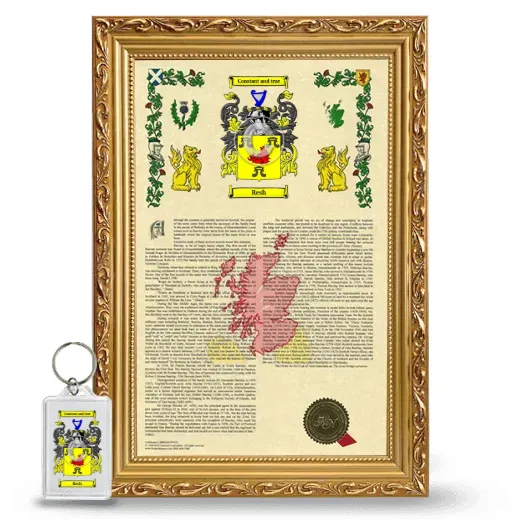 Resh Framed Armorial History and Keychain - Gold