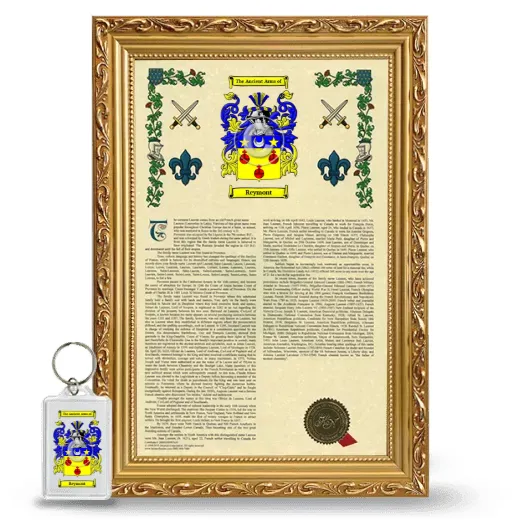 Reymont Framed Armorial History and Keychain - Gold
