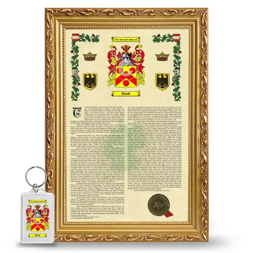 Rhode Framed Armorial History and Keychain - Gold