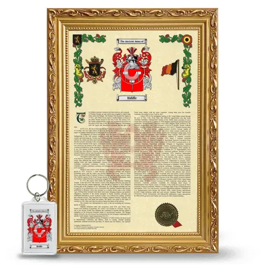 Riddle Framed Armorial History and Keychain - Gold