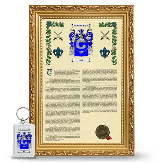 Riel Framed Armorial History and Keychain - Gold