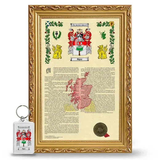 Rigny Framed Armorial History and Keychain - Gold