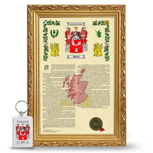 Robard Framed Armorial History and Keychain - Gold
