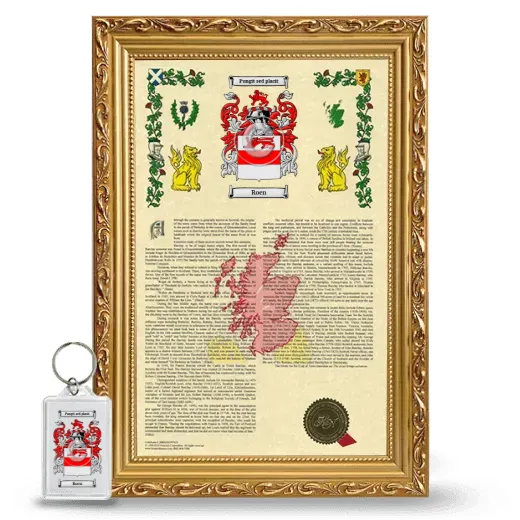 Roen Framed Armorial History and Keychain - Gold