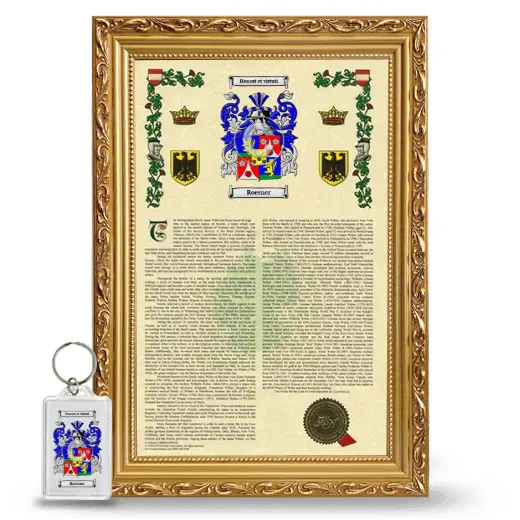 Roesner Framed Armorial History and Keychain - Gold