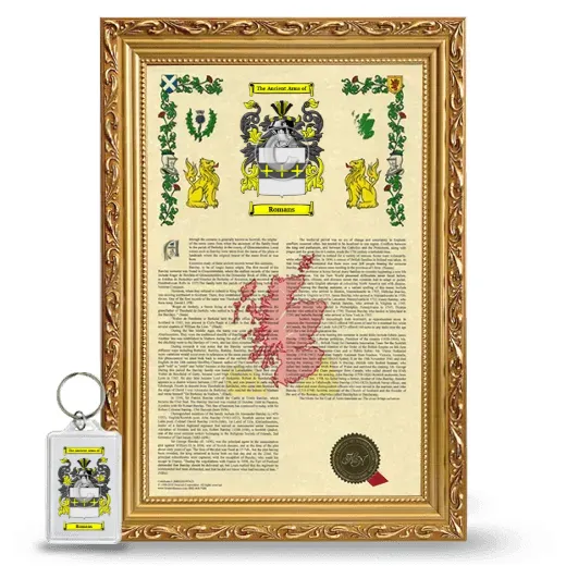 Romans Framed Armorial History and Keychain - Gold