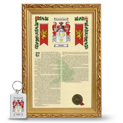 Roselyn Framed Armorial History and Keychain - Gold