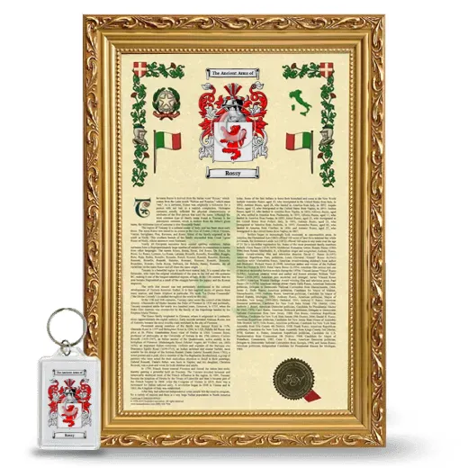 Rossy Framed Armorial History and Keychain - Gold