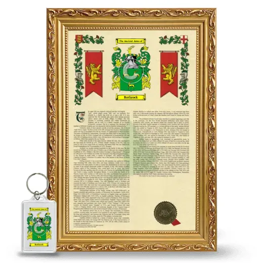 Rothrock Framed Armorial History and Keychain - Gold