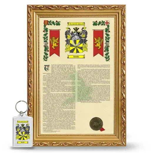 Rowin Framed Armorial History and Keychain - Gold