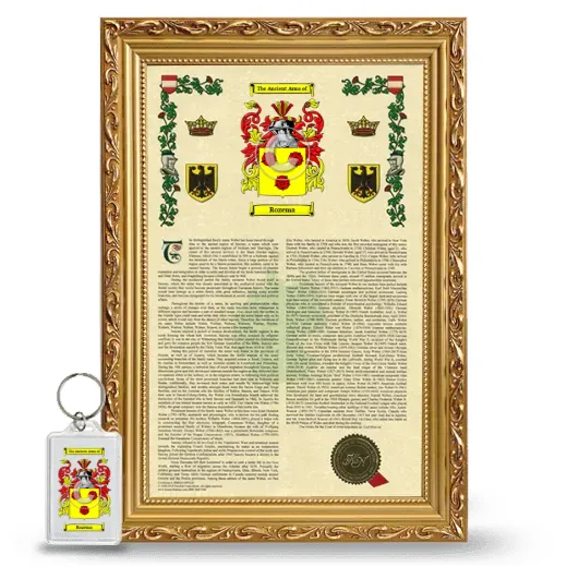 Rozema Framed Armorial History and Keychain - Gold