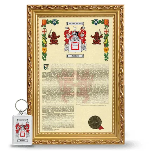 Rudford Framed Armorial History and Keychain - Gold