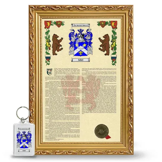 Sabel Framed Armorial History and Keychain - Gold