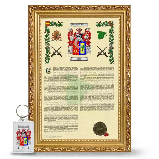 Sabo Framed Armorial History and Keychain - Gold